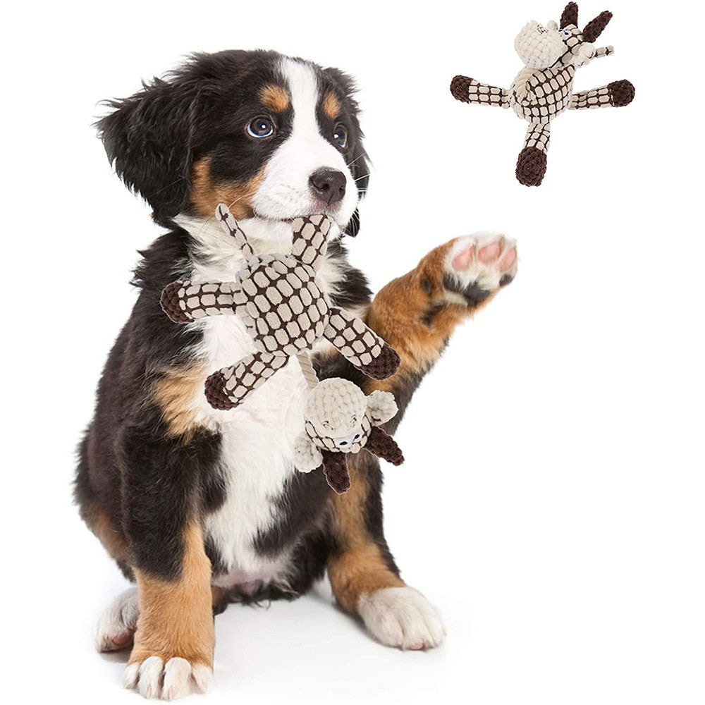 Squeaky Pet Dog Toys Puppy Pet Chew Squeaky Plush Toy Teeth Cleaning Toy Beige