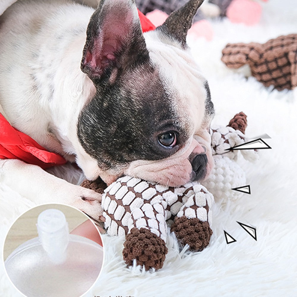 Squeaky Pet Dog Toys Puppy Pet Chew Squeaky Plush Toy Teeth Cleaning Toy Beige