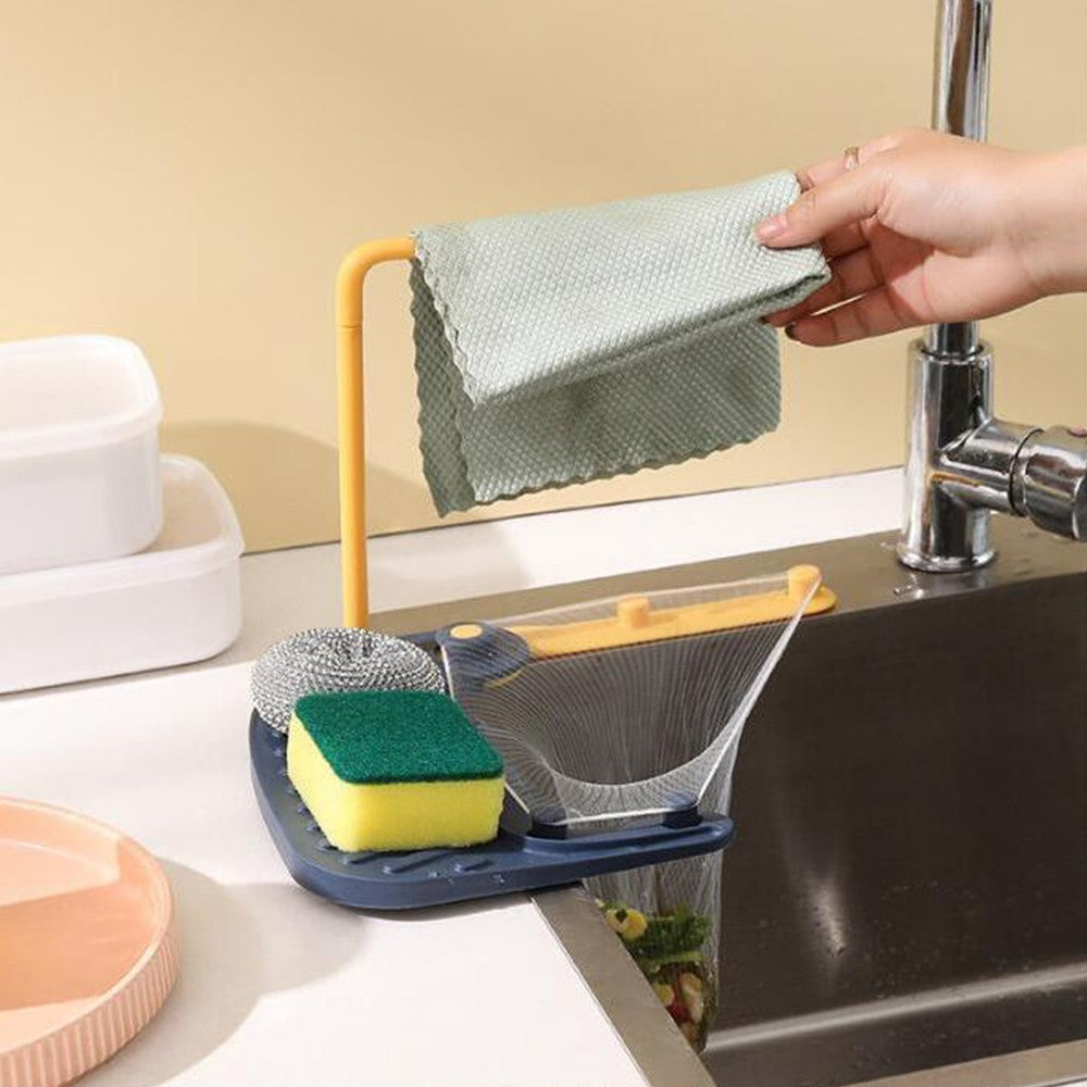 2Pcs Kitchen Sink Triangular Strainer Vegetable Fruit Drainer with 100 Mesh Bags