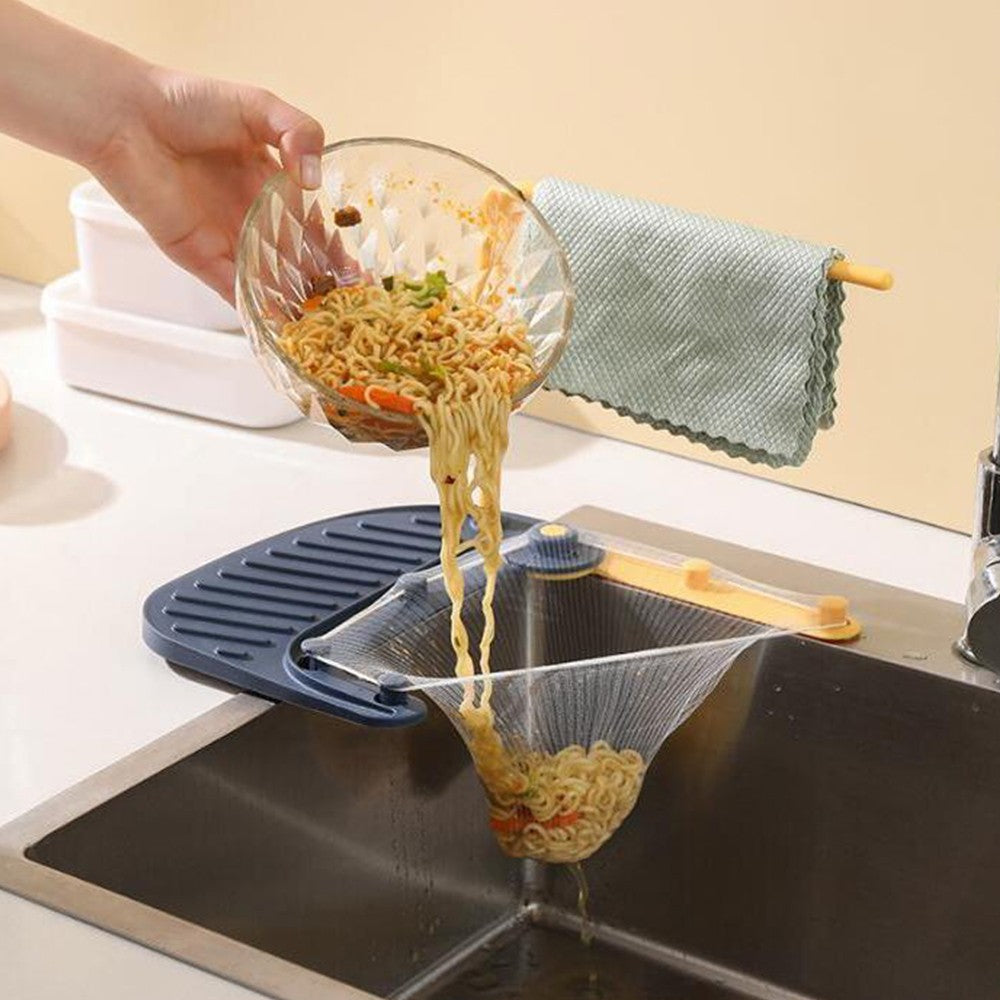1Pc Kitchen Sink Triangular Strainer Vegetable Fruit Drainer with 50 Mesh Bags