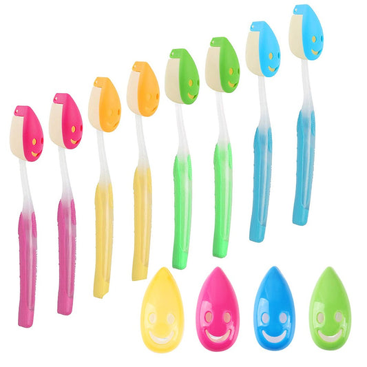 16Pcs Smile Face Toothbrush Cover Holder with Suction Cup Random Color