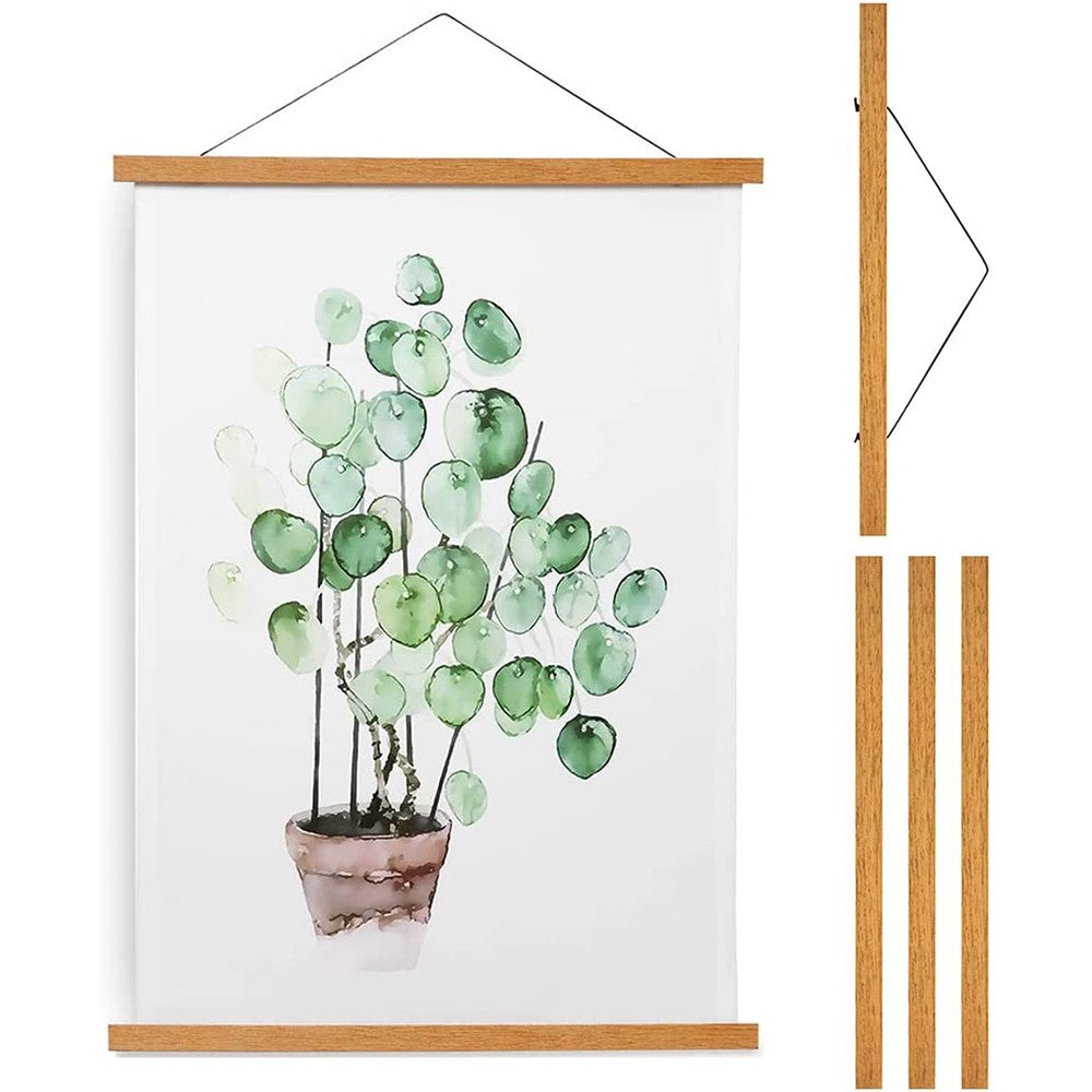 21cm Magnetic Teak Wood Poster Frame Painting Scroll Photo Picture Hanger