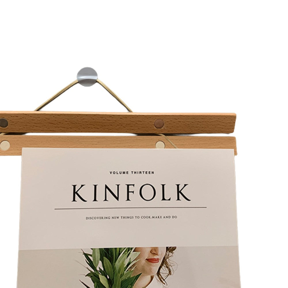 21cm Magnetic Teak Wood Poster Frame Painting Scroll Photo Picture Hanger