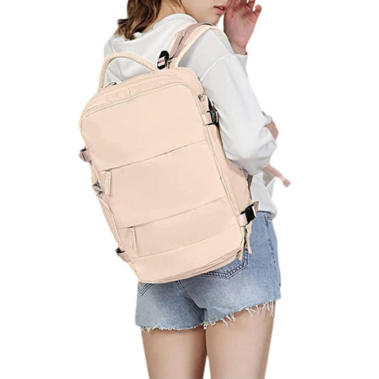 Large Capacity Women Travel Backpack Gym Bag Mommy Nappy Diaper Bag Beige