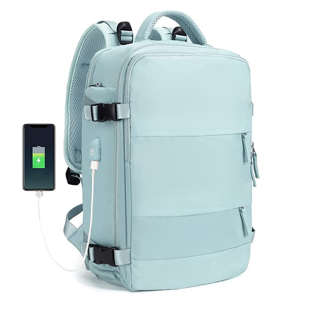 Large Capacity Travel Backpack Hiking Backpack Outdoor Gym Bag Mommy Bag Blue