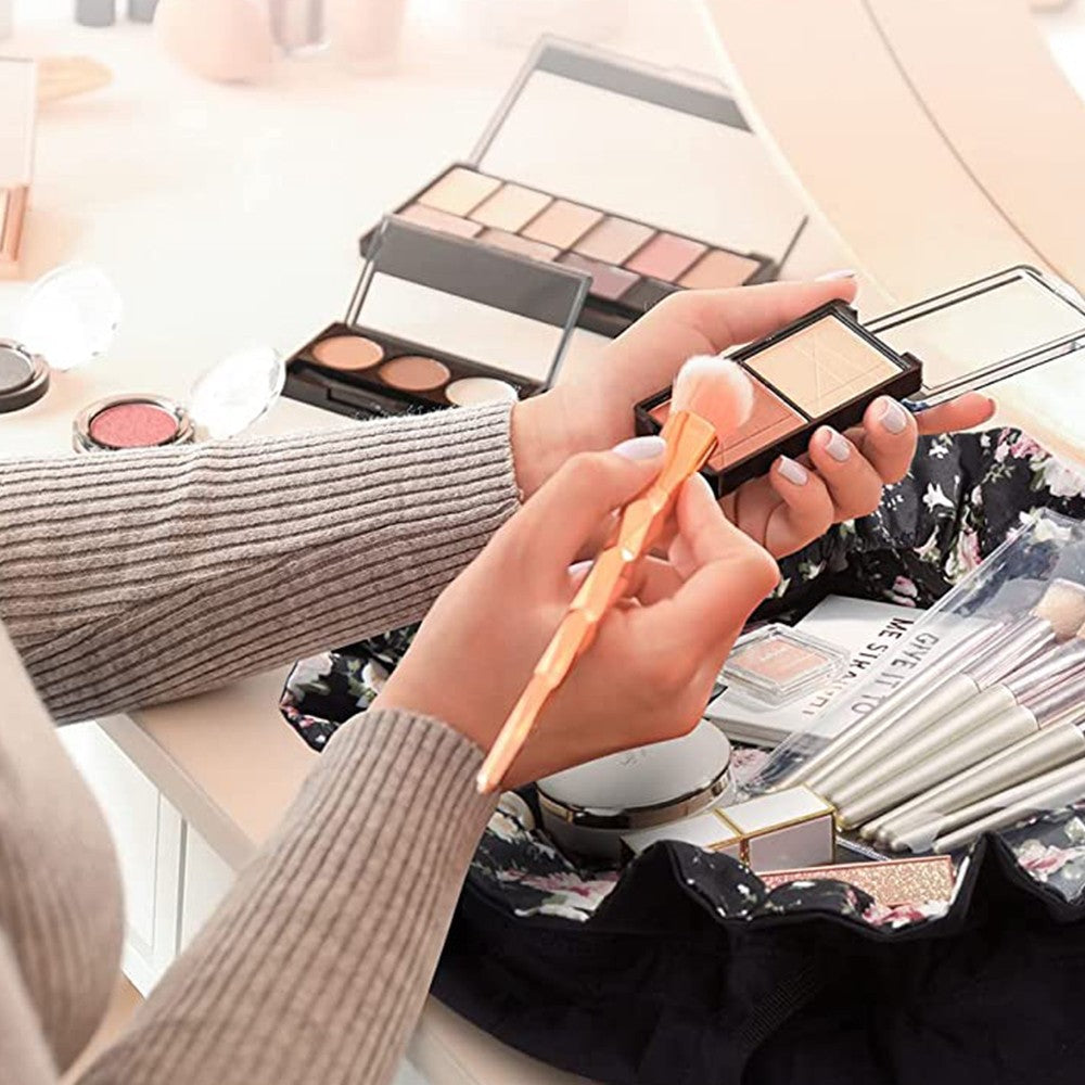 Portable Makeup Bag Travel Cosmetic Organizer Bag with Clear Pouch Black