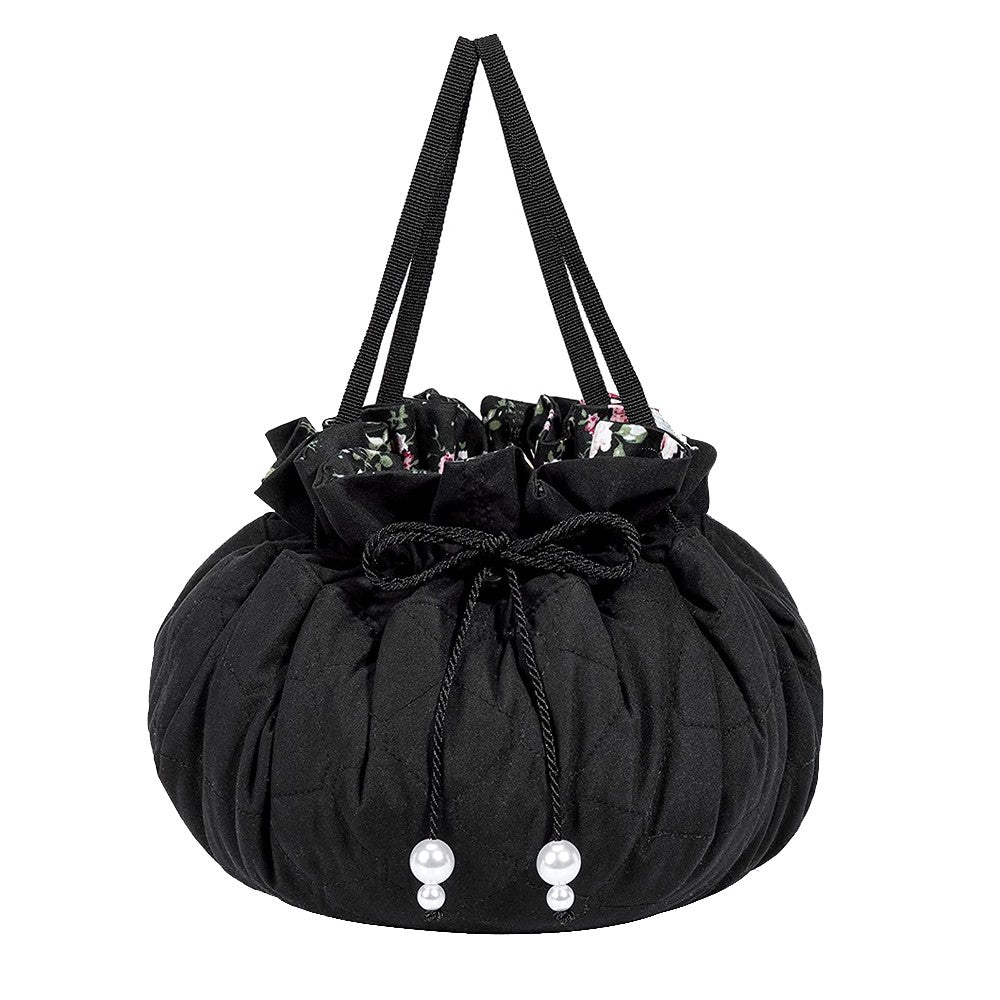 Portable Makeup Bag Travel Cosmetic Organizer Bag with Clear Pouch Black