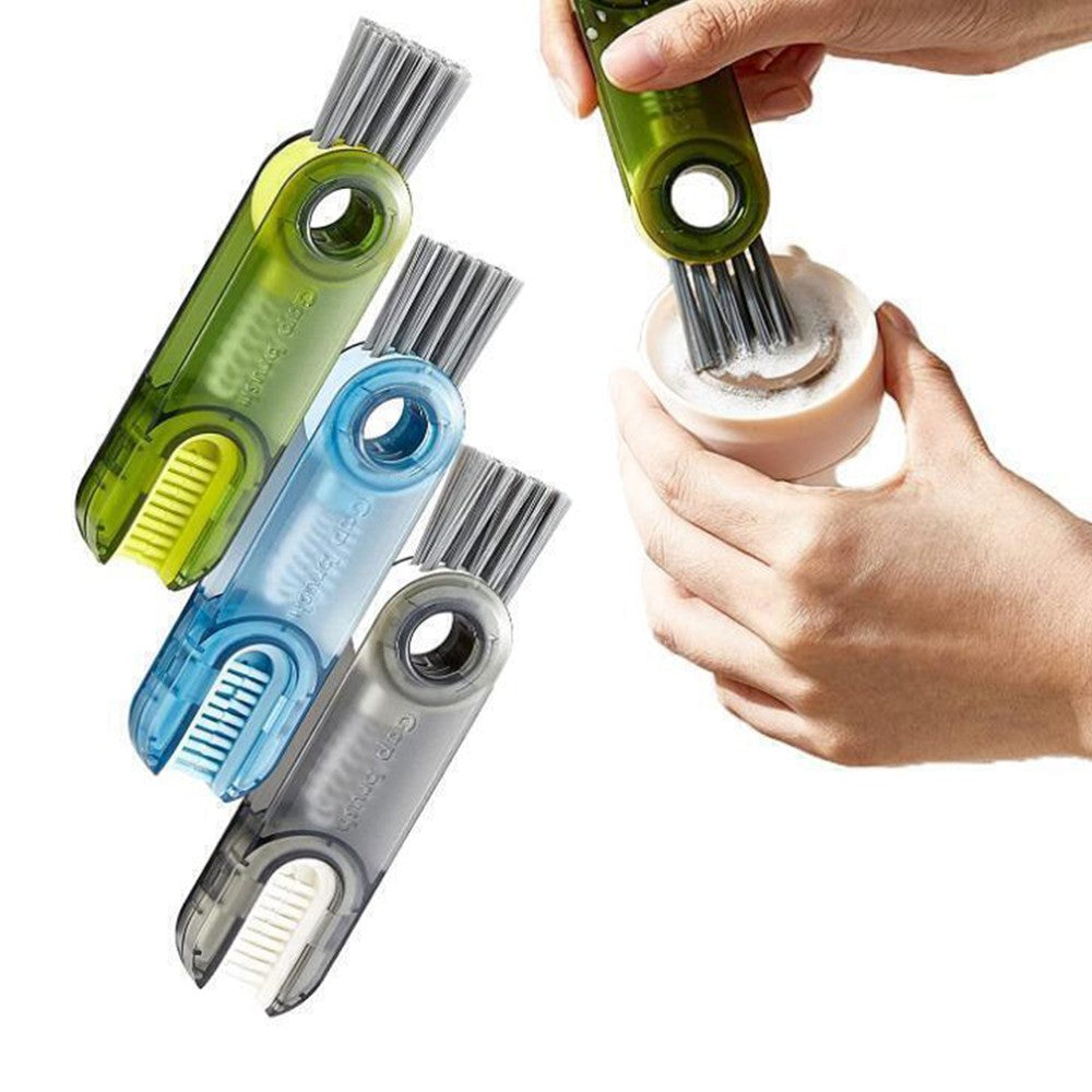 3Pcs 3 in1 Bottle Cup Lid Cleaning Brush Multi Function Crevice Detail Brush