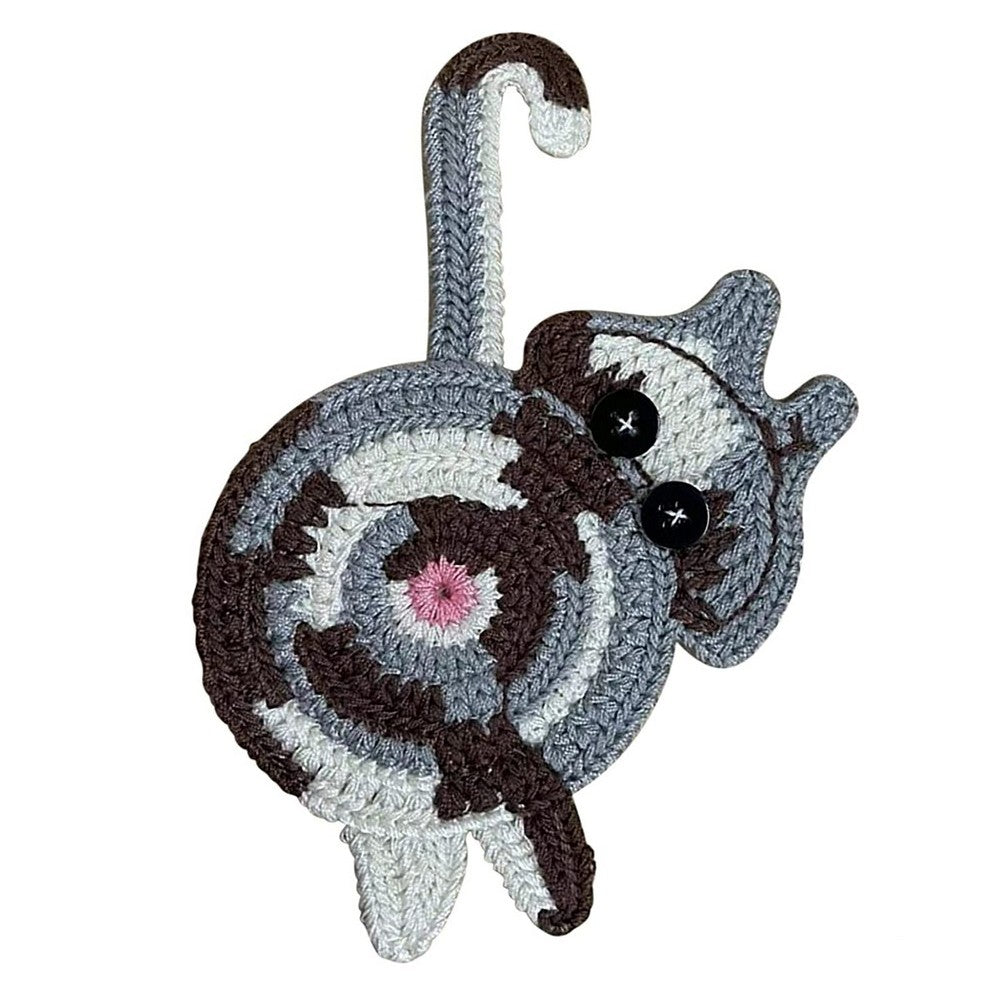 3Pcs Handmade Woven Cat Butt Coasters Coffee Cup Mats Mug Pad for Home Office