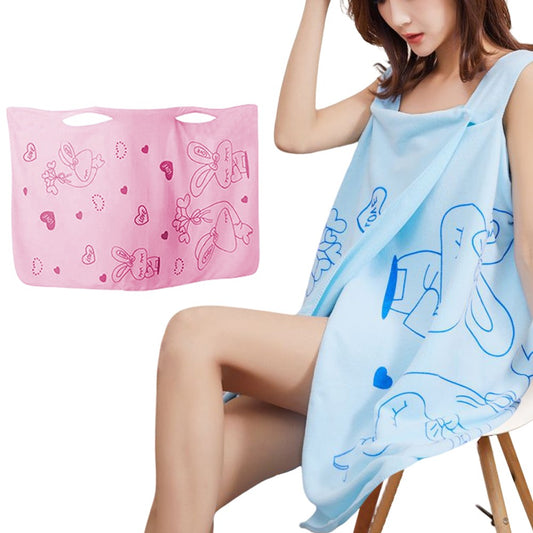 2Pcs Womens Wearable Shower Wrap Towel Quick Drying Spa Bath Towel Pink Blue