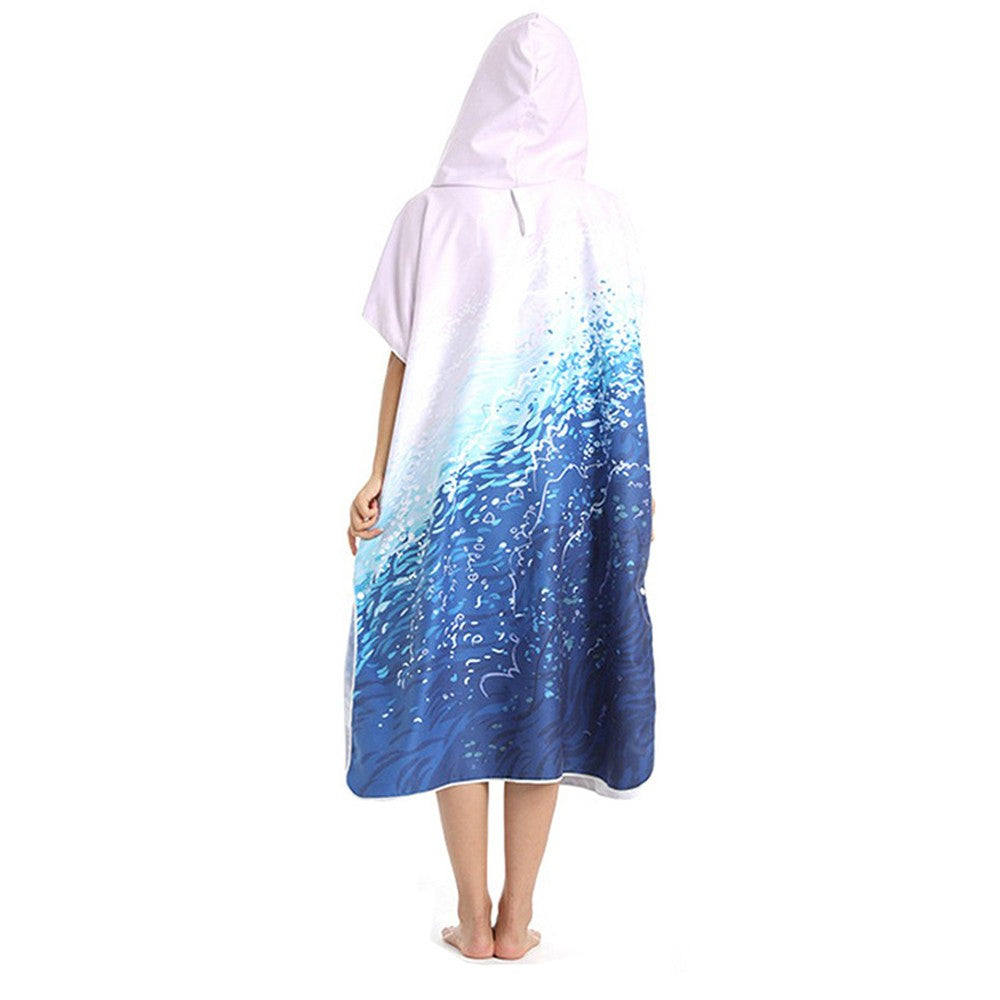 Quick Dry Bath Towel Hooded Beach Towel Changing Robe Poncho Bathrobe Style 1
