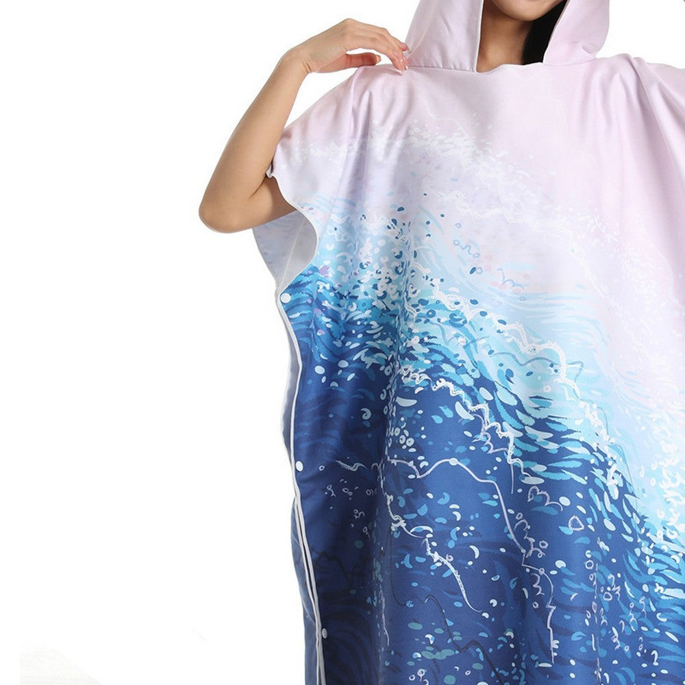 Quick Dry Bath Towel Hooded Beach Towel Changing Robe Poncho Bathrobe Style 1