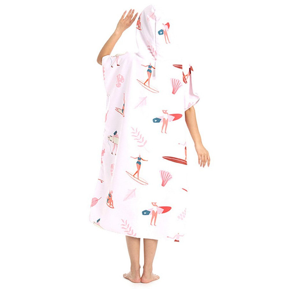 Quick Dry Bath Towel Hooded Beach Towel Changing Robe Poncho Bathrobe Style 2
