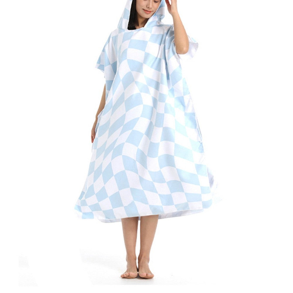 Quick Dry Bath Towel Hooded Beach Towel Changing Robe Poncho Bathrobe Style 3