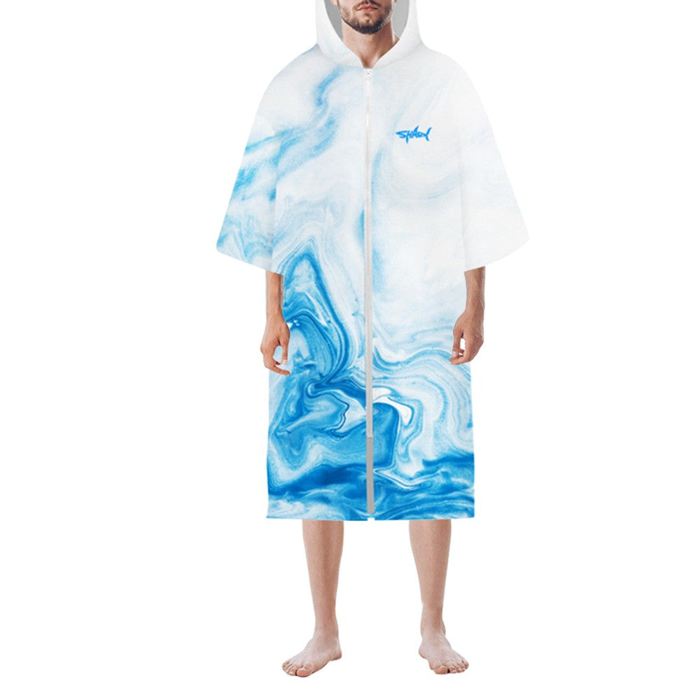 Quick Dry Bath Towel Hooded Beach Towel Changing Robe Bathrobe with Zipper