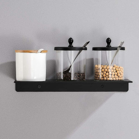 40cm Bathroom Floating Shelf Wall Mounted Cosmetic Storage Display Rack Black