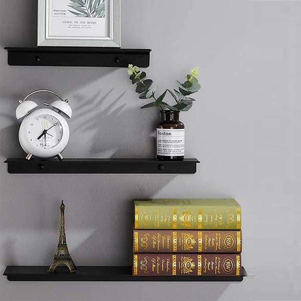 40cm Bathroom Floating Shelf Wall Mounted Cosmetic Storage Display Rack Black