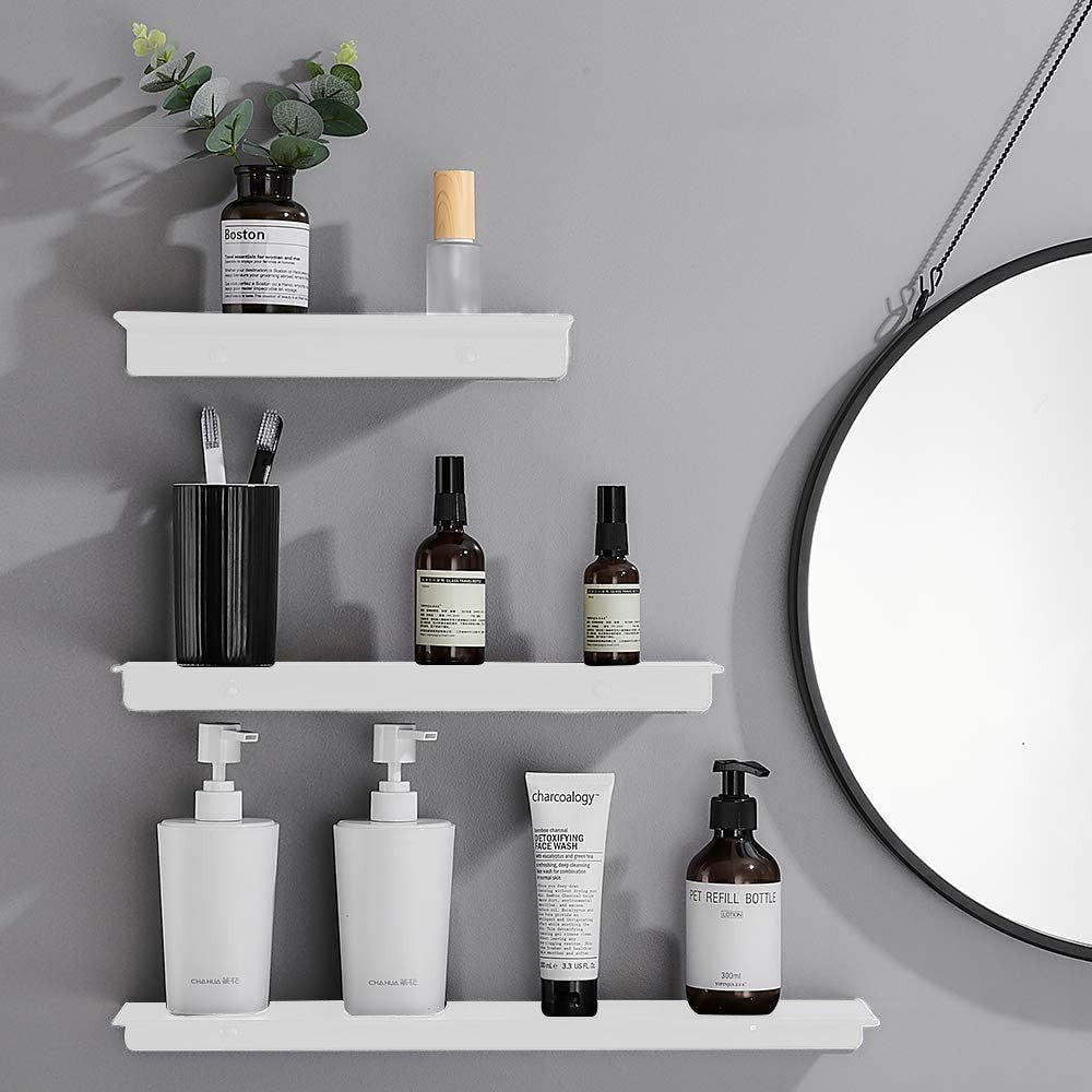 40cm Bathroom Floating Shelf Wall Mounted Cosmetic Storage Display Rack White