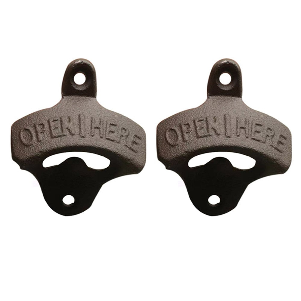 2Pcs Wall Mounted Bottle Opener Vintage Beer Wine Cap Open Tool for Home Bar