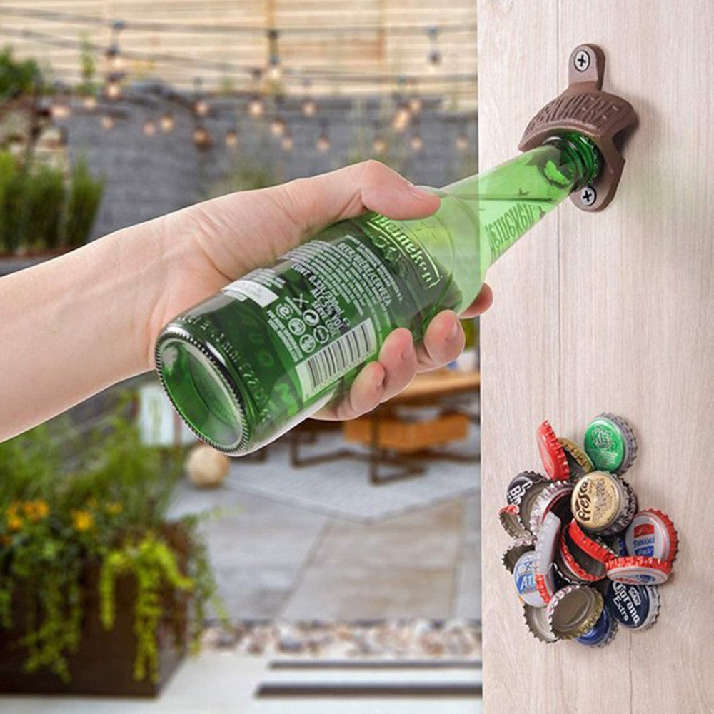 4Pcs Wall Mounted Bottle Opener Vintage Beer Wine Cap Open Tool for Home Bar