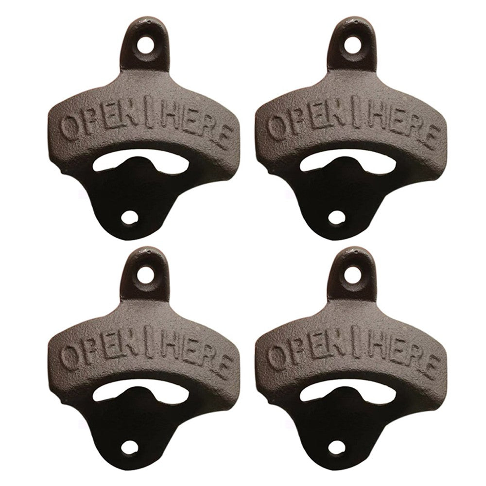 4Pcs Wall Mounted Bottle Opener Vintage Beer Wine Cap Open Tool for Home Bar