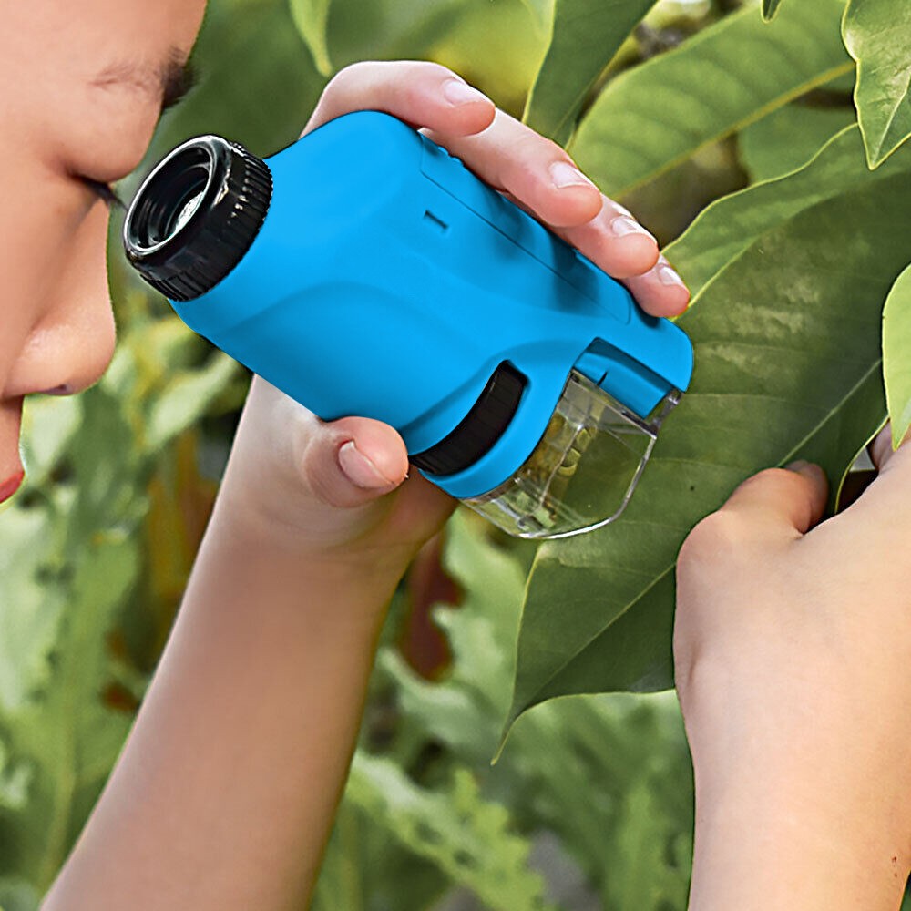 60X Magnifying Mini Microscope Kids Science Toy Educational Microscope Kit Blue