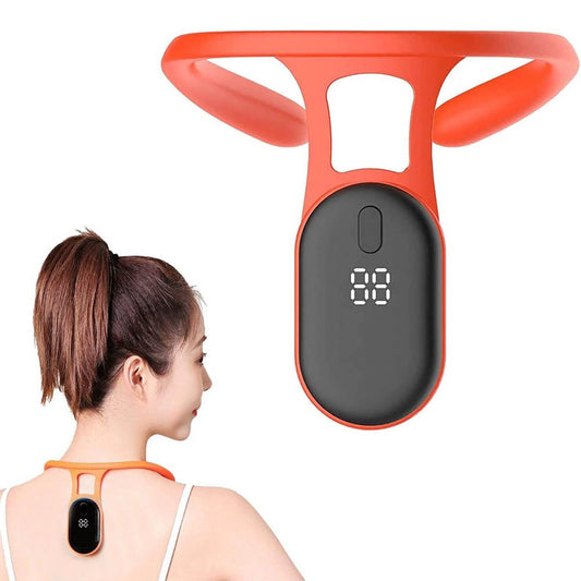 1Pc LCD Display Posture Corrector Portable Body Shaping Neck Instrument Orange