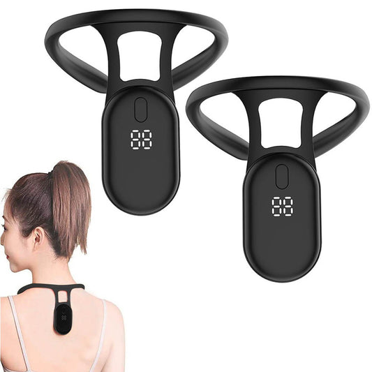 2Pcs LCD Display Posture Corrector Portable Body Shaping Neck Instrument Black