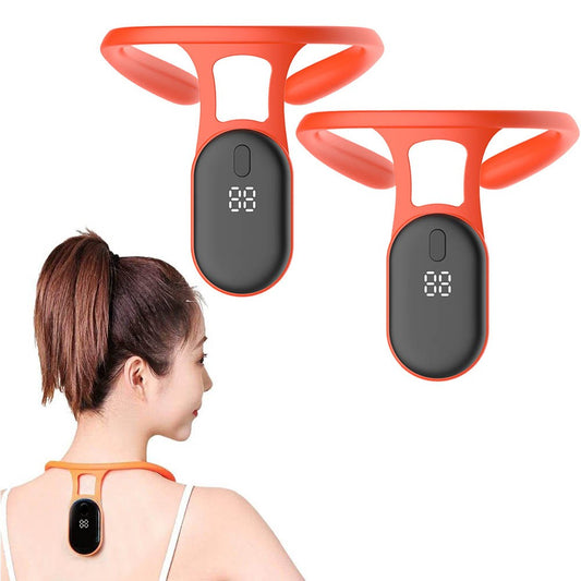 2Pcs LCD Display Posture Corrector Portable Body Shaping Neck Instrument Orange