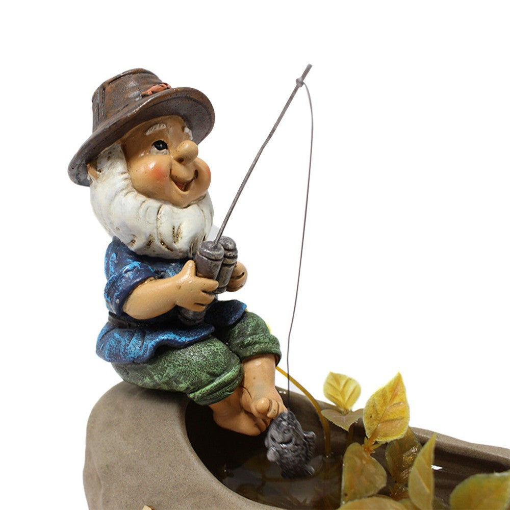1Pc Garden Fishing Dwarf Statue Ornament Mini Dolls Sculpture Garden Decoration
