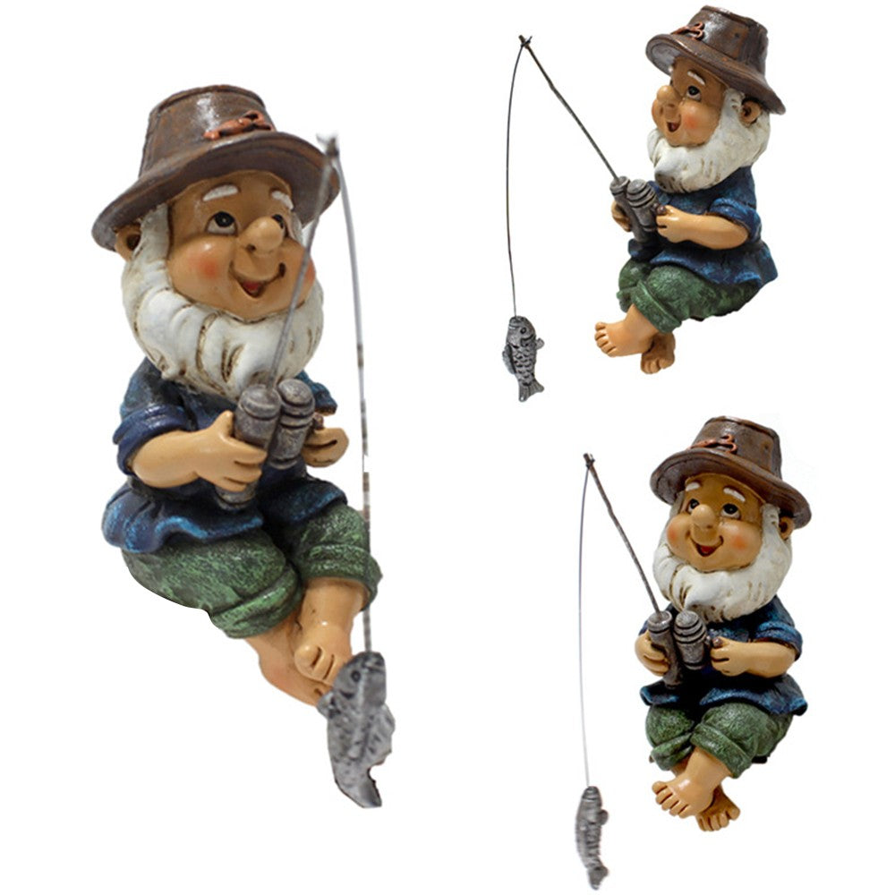 1Pc Garden Fishing Dwarf Statue Ornament Mini Dolls Sculpture Garden Decoration