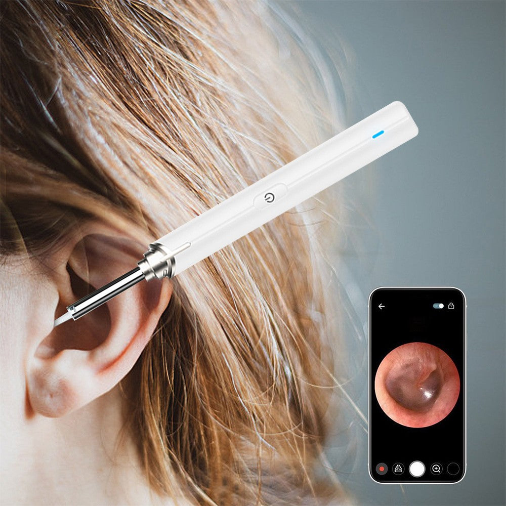 Ear Cleaner Ear Wax Removal Otoscope with Camera with 8Pcs Ear Pick Kit White