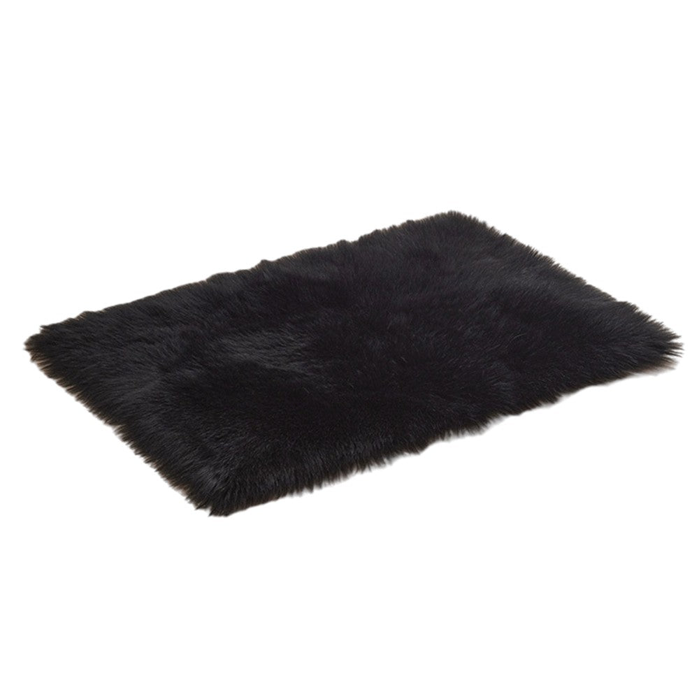 60x90cm Plush Floor Mat Area Non Slip Rug Fluffy Carpets for Bedroom Black