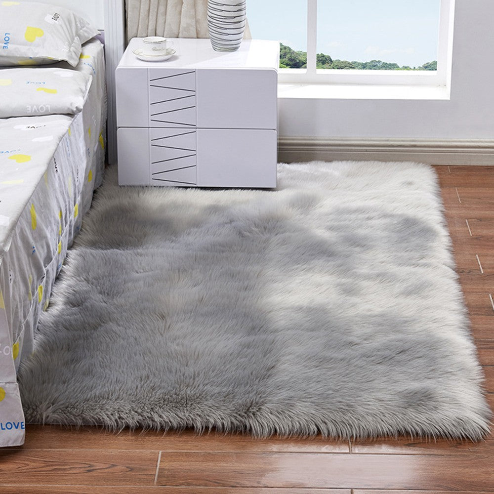 40x60cm Plush Floor Mat Area Non Slip Rug Fluffy Carpets for Bedroom Grey