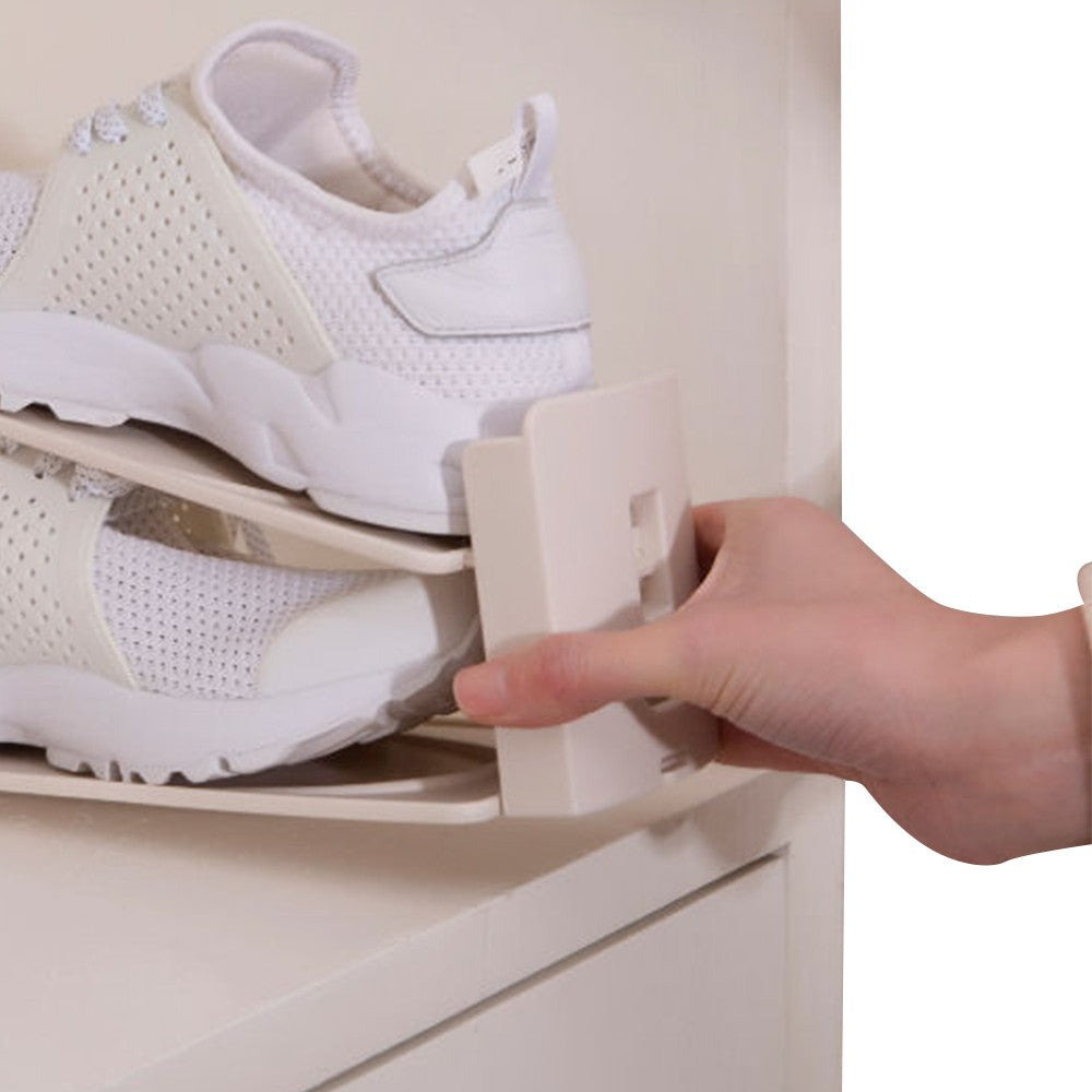 2Pcs Adjustable Shoe Slots Organizer Shoe Stacker Shoe Storage Rack Space Saver