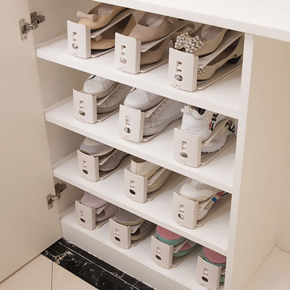 4Pcs Adjustable Shoe Slots Organizer Shoe Stacker Shoe Storage Rack Space Saver