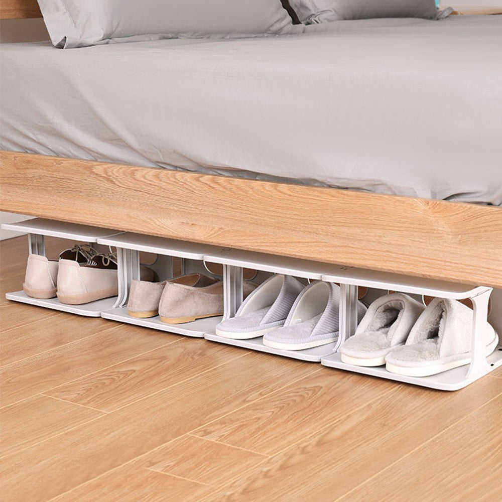 Stackable Two Tier Shoe Rack Open Design Free Combination Shoe Organizer