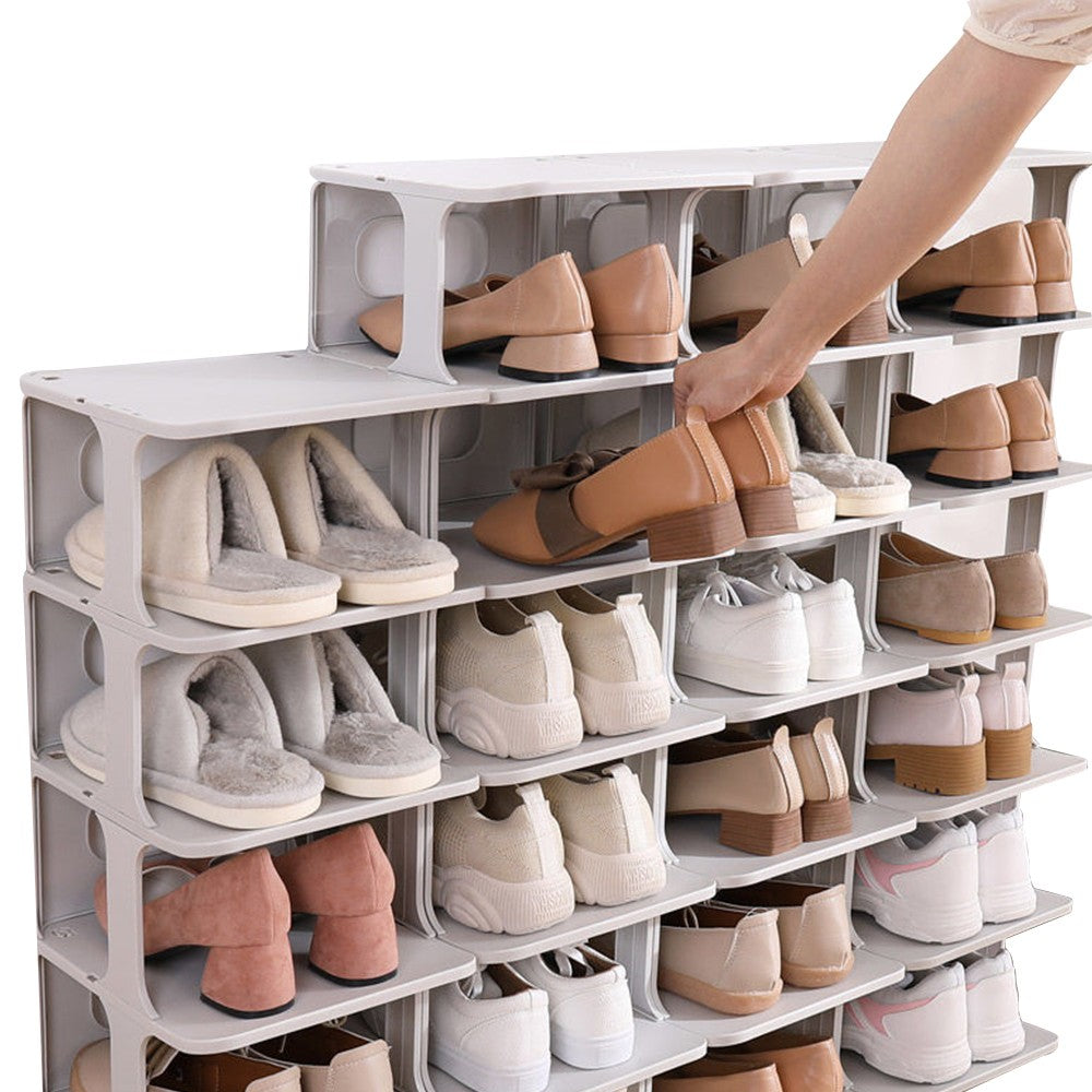 Stackable Five Tier Shoe Rack Open Design Free Combination Shoe Organizer