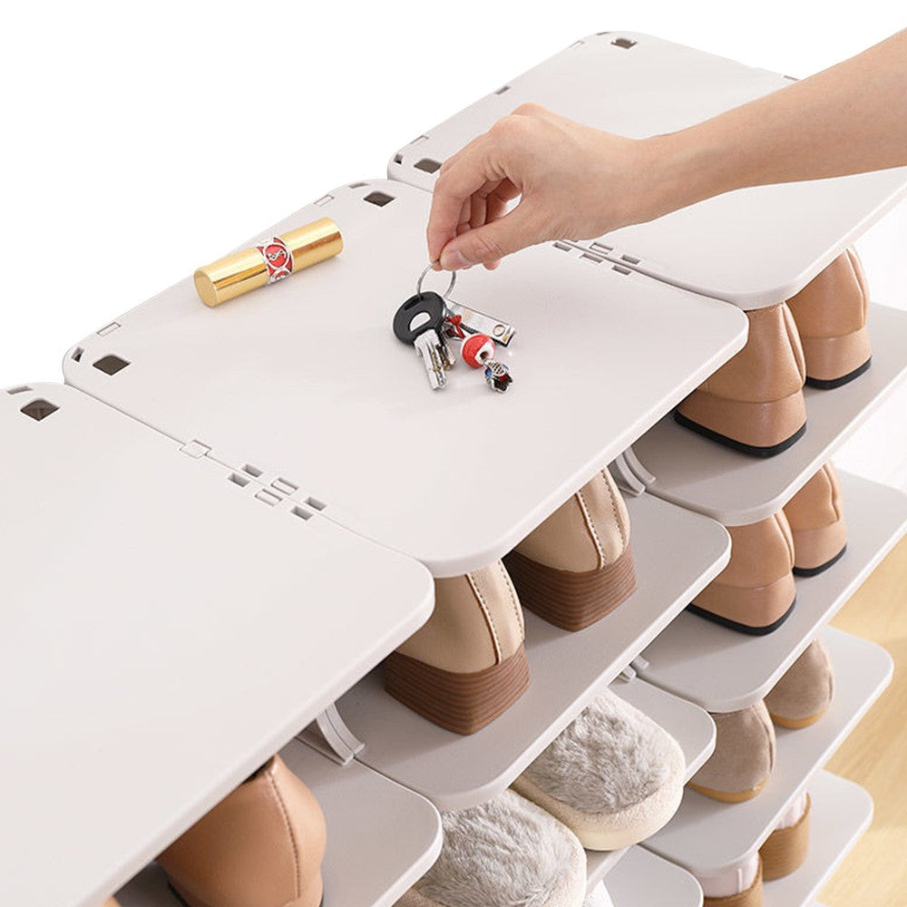 Stackable Two Tier Shoe Rack Open Design Free Combination Shoe Organizer