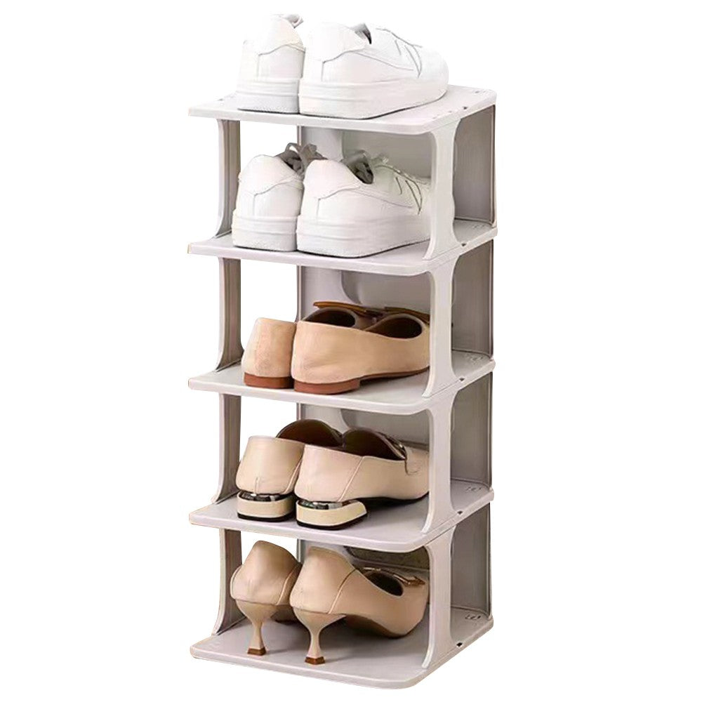 Stackable Five Tier Shoe Rack Open Design Free Combination Shoe Organizer