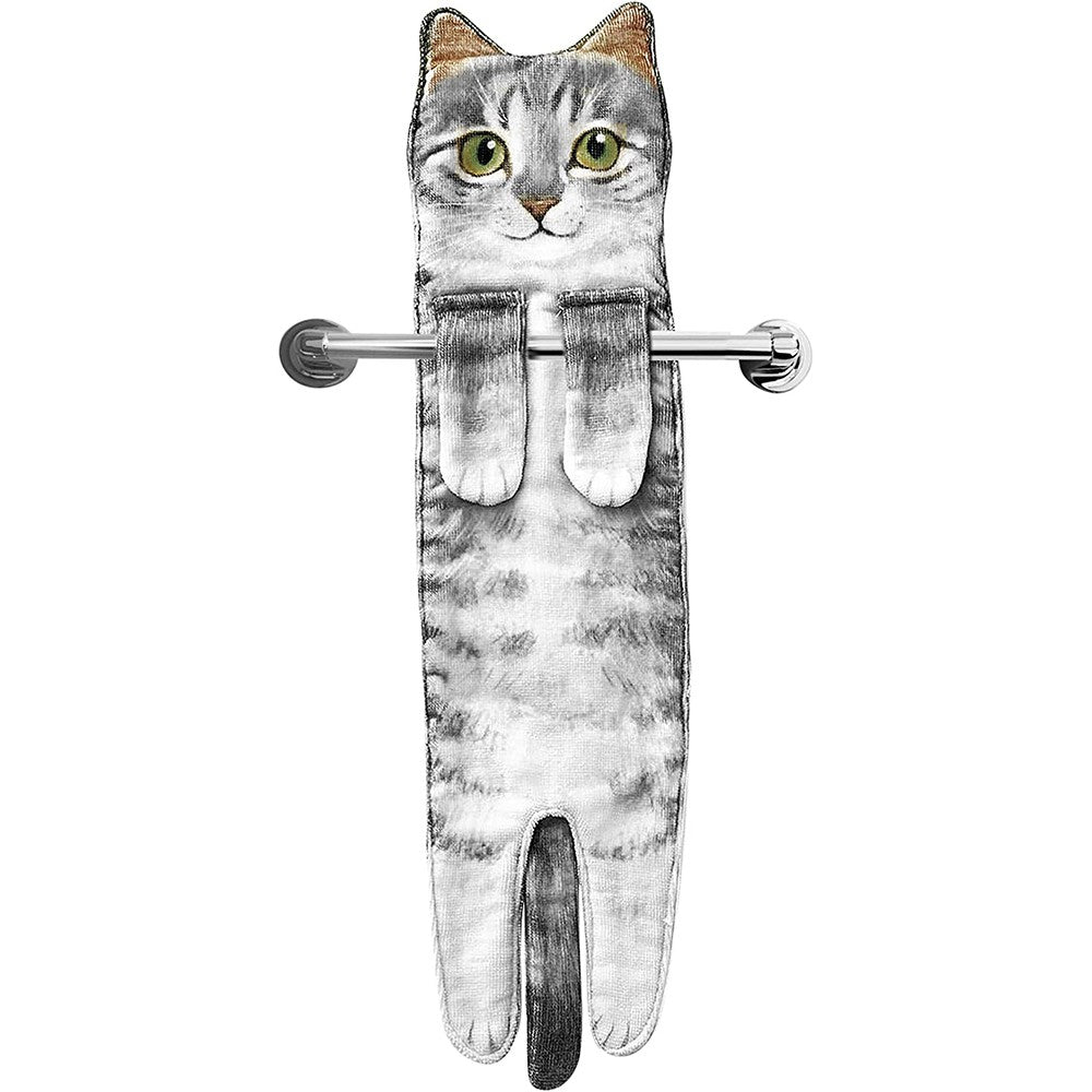 Funny Cat Hanging Hand Towels Absorbent Face Towels for Bathroom Kitchen Style 2