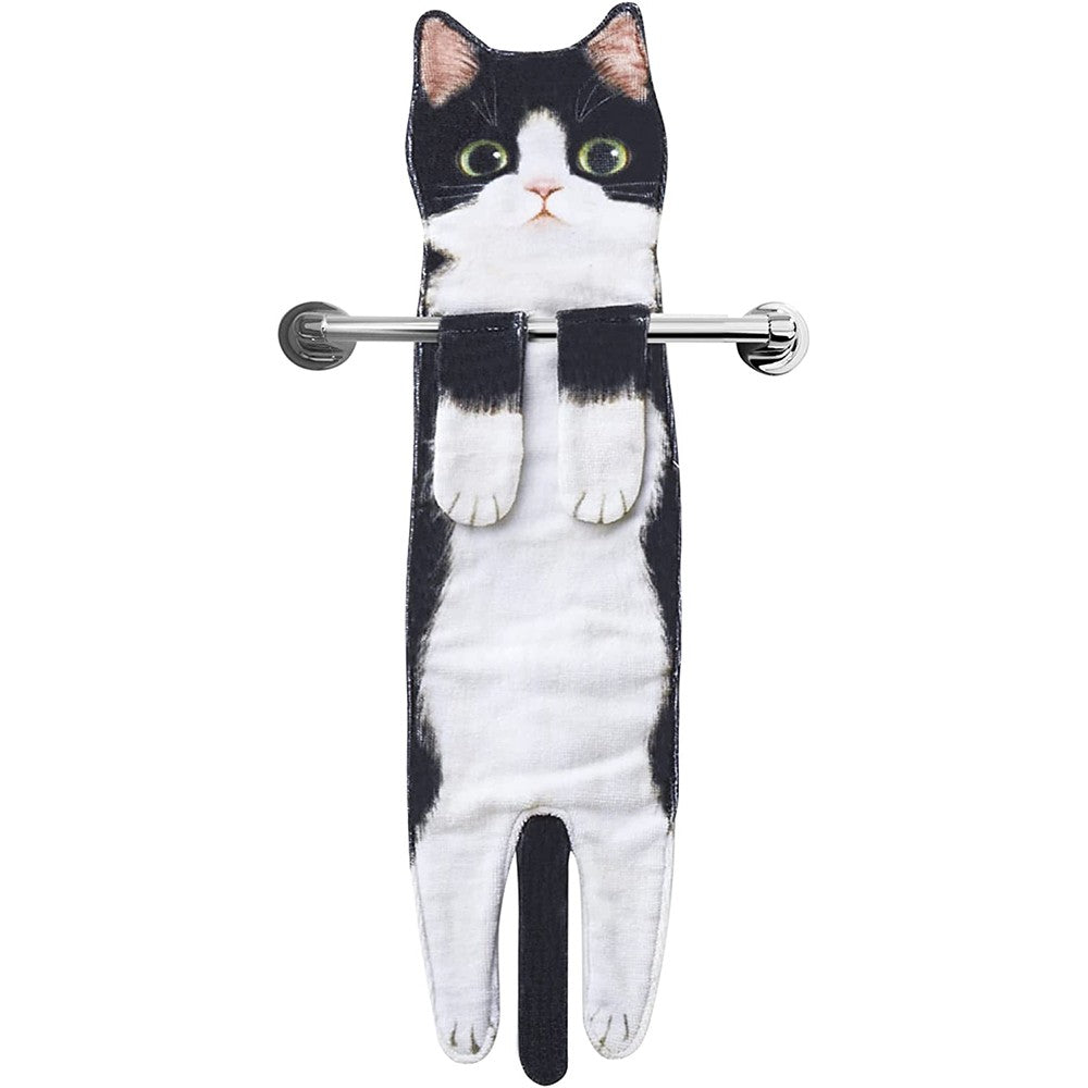 Funny Cat Hanging Hand Towels Absorbent Face Towels for Bathroom Kitchen Style 3