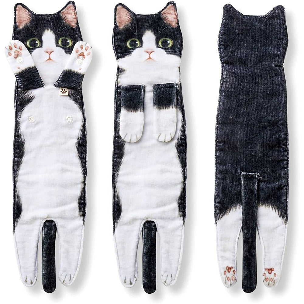 Funny Cat Hanging Hand Towels Absorbent Face Towels for Bathroom Kitchen Style 3