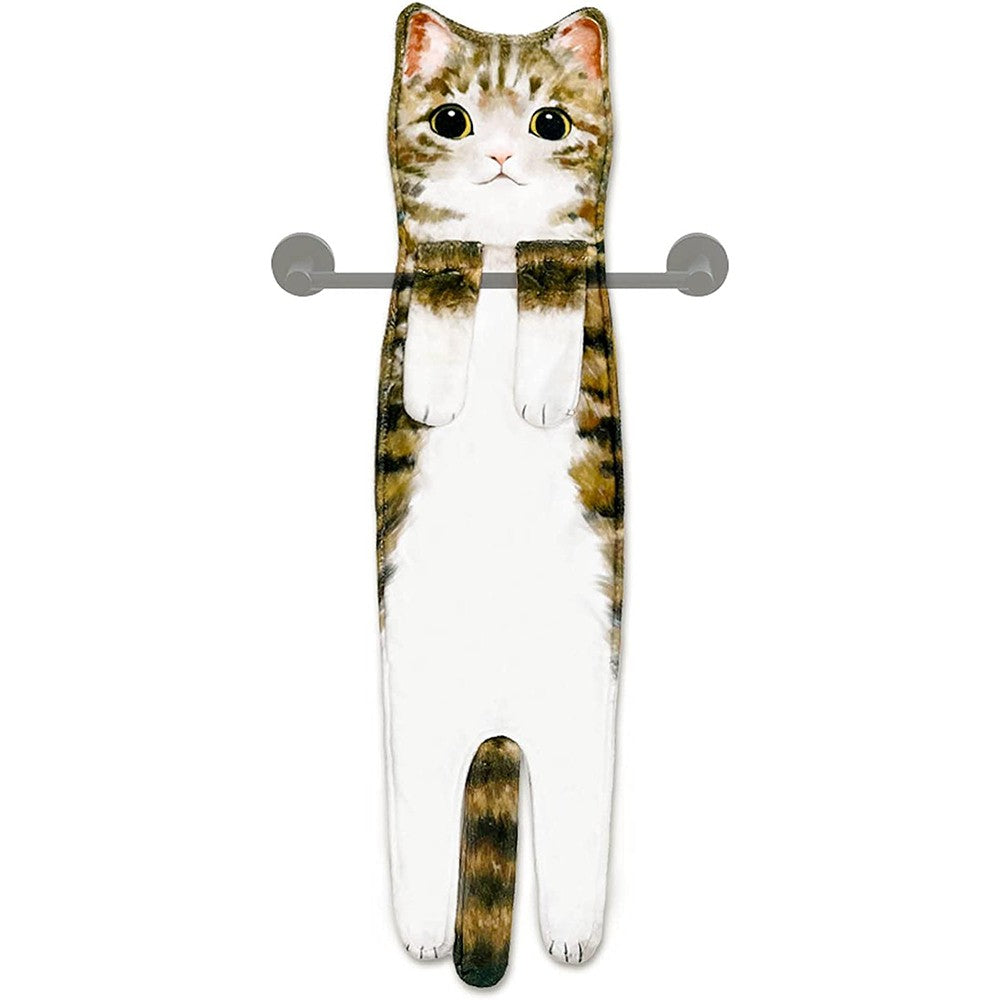 Funny Cat Hanging Hand Towels Absorbent Face Towels for Bathroom Kitchen Style 5