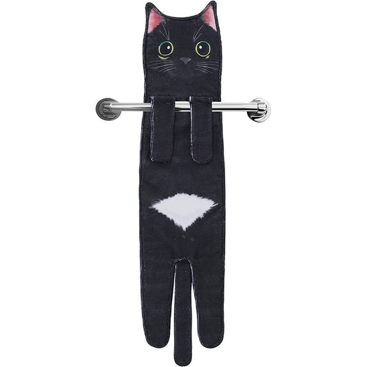 Funny Cat Hanging Hand Towels Absorbent Face Towels for Bathroom Kitchen Style 6