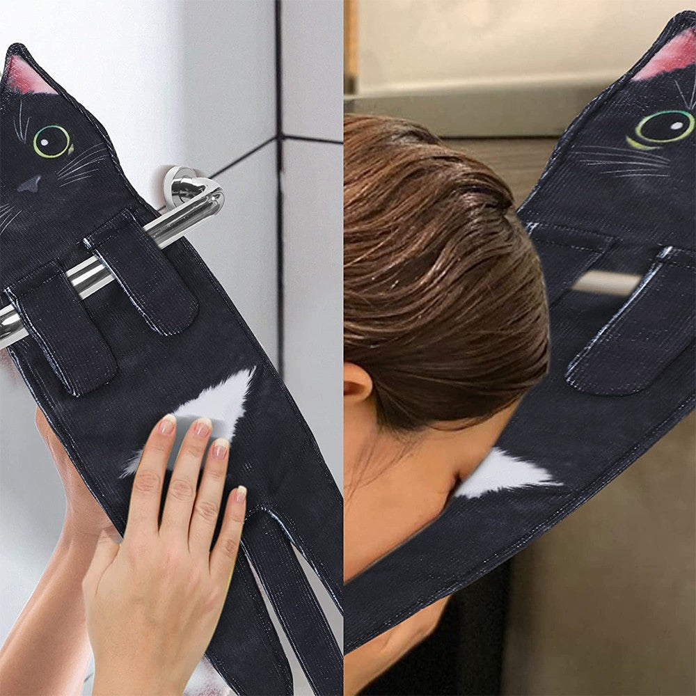 Funny Cat Hanging Hand Towels Absorbent Face Towels for Bathroom Kitchen Style 6