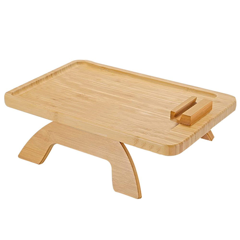 Foldable Rectangular Wood Clip On Sofa Armrest Tray Snack Tray with Phone Holder