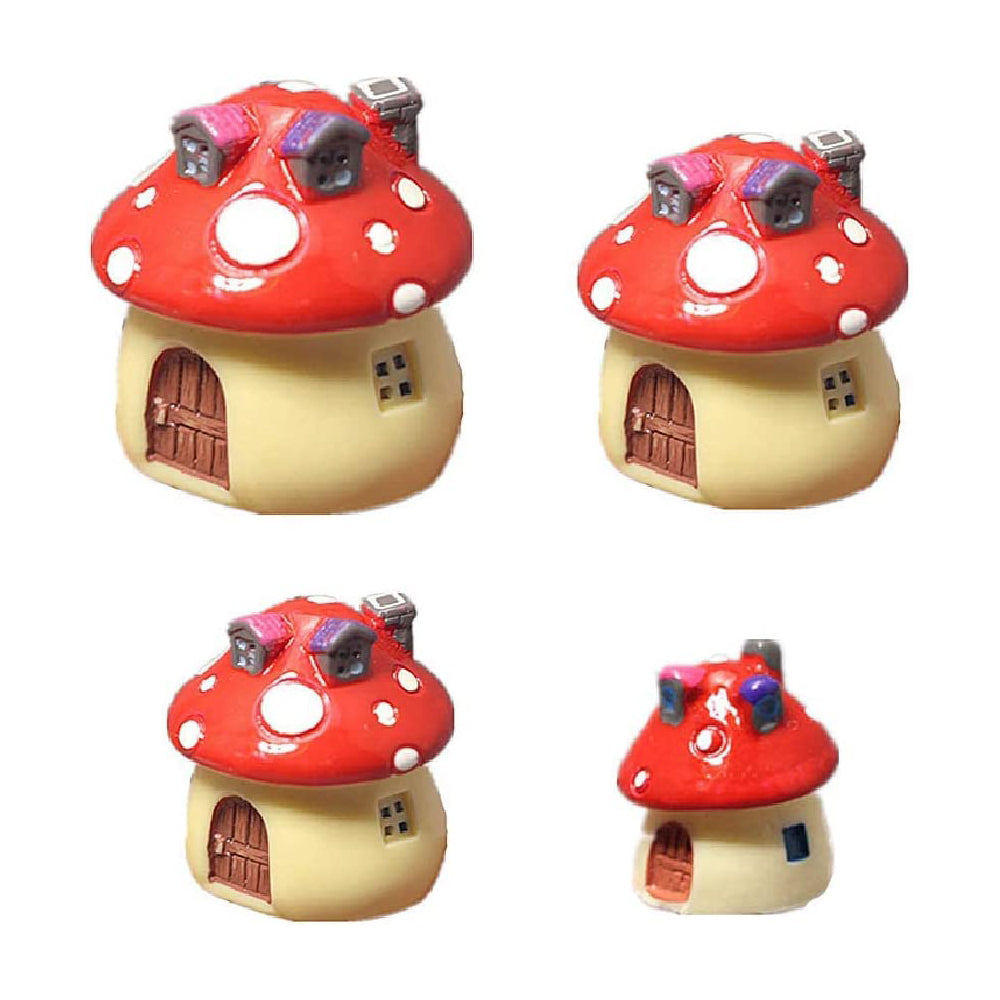 4Pcs Resin Miniatures Mushroom Statue Figurines Garden Decor Set C