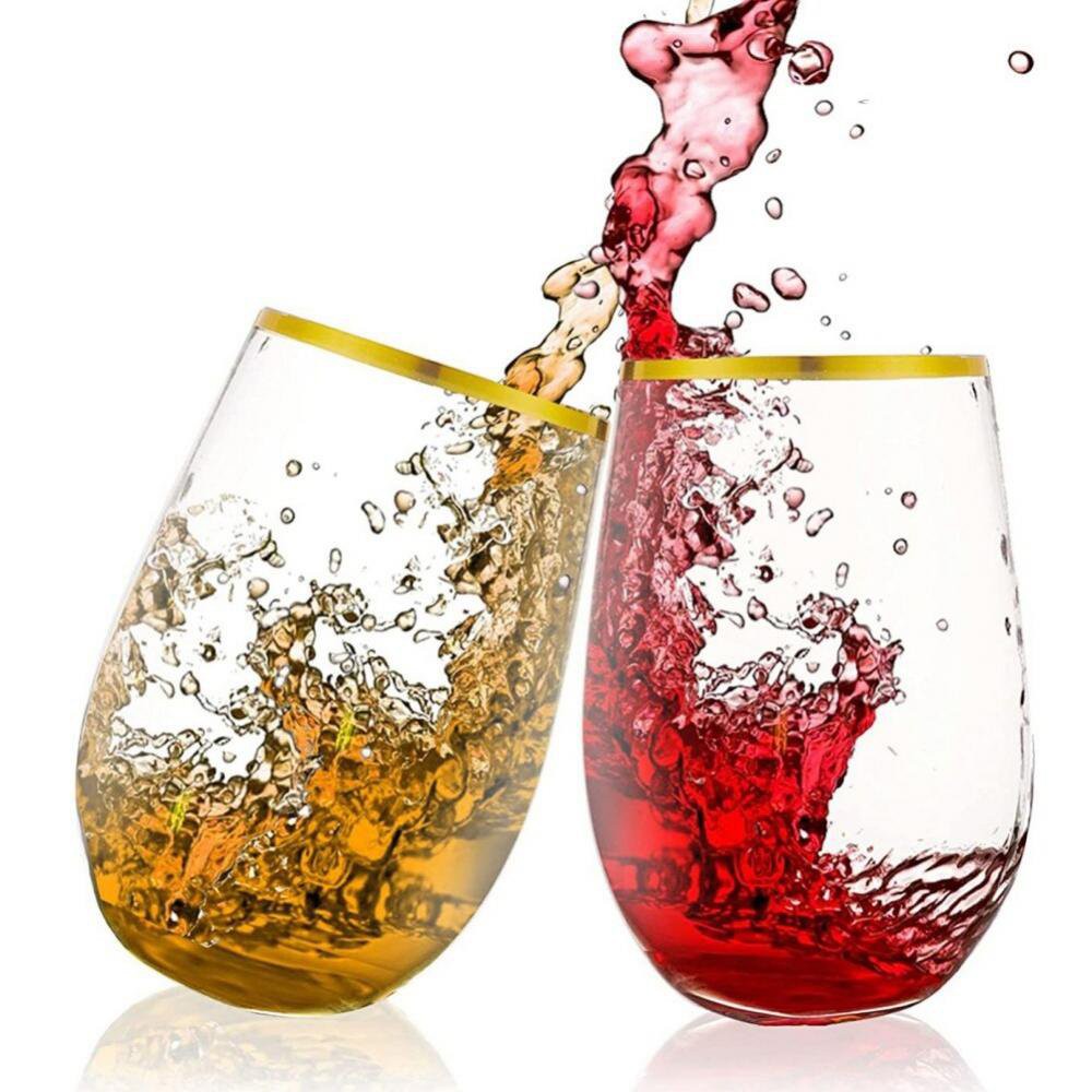 4pcs Reusable Drinks Tumbler Shatterproof PET Plastic Wine Glasses Beer Cups