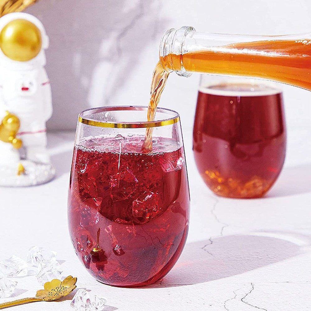 4pcs Reusable Drinks Tumbler Shatterproof PET Plastic Wine Glasses Beer Cups